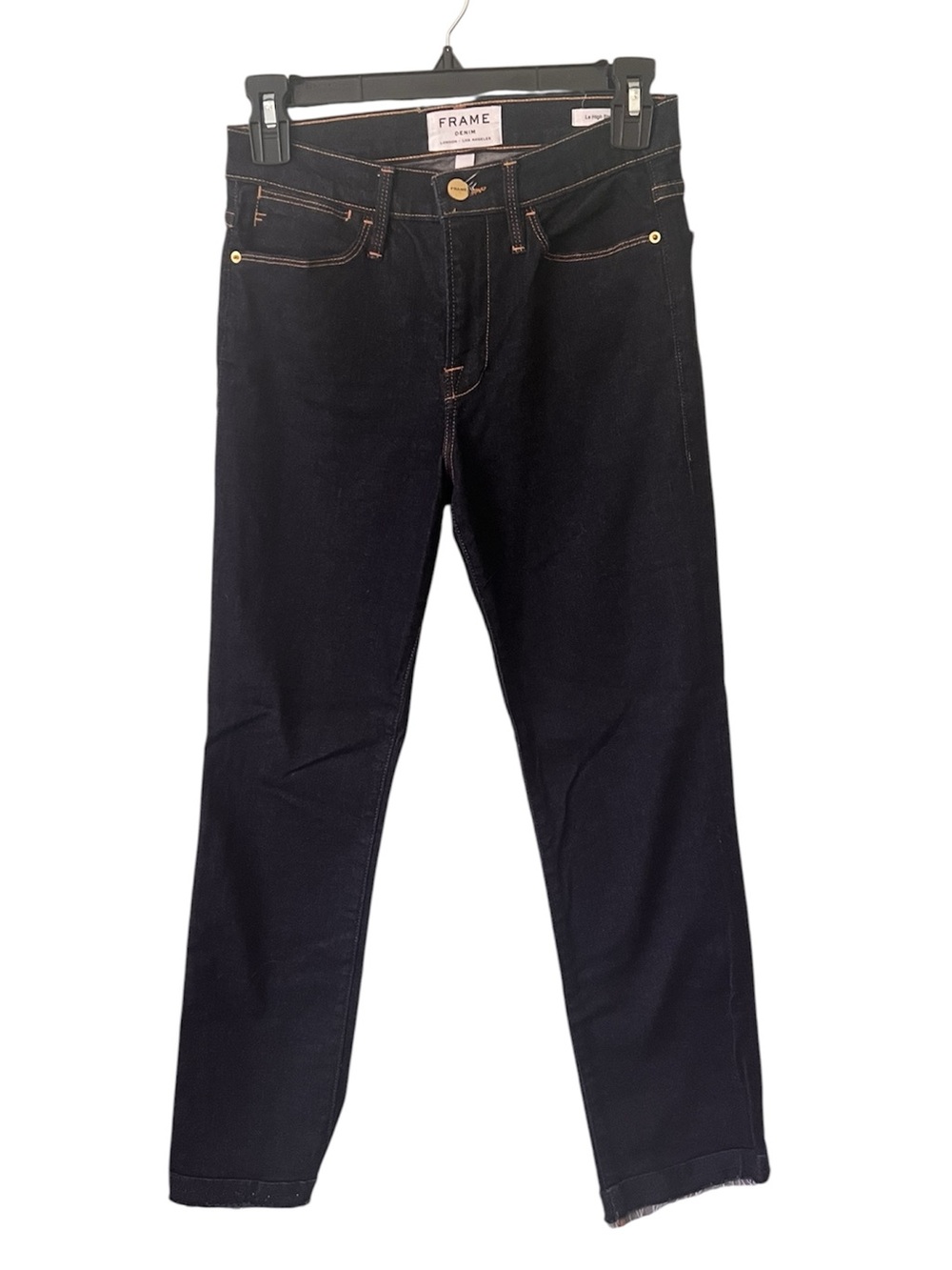 FRAME Le High Straight Leg Cropped Denim Jean Size 26 Dark Denim